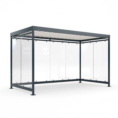 Busskur (overdækning) med sider i glas