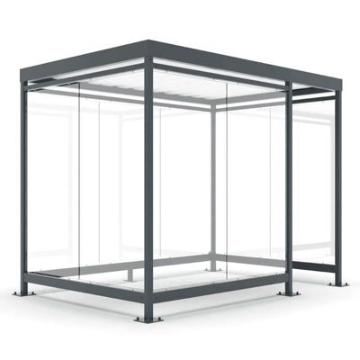 Rygeskur (læskur) med sider i glas