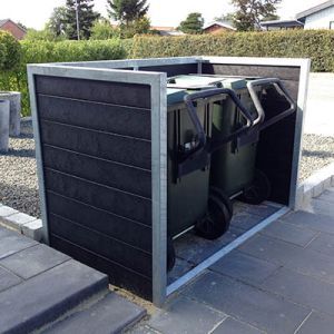Dobbelt skraldespandsskjuler (renovationsskjuler) uden låge (åben)