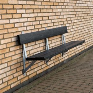 Væghængt bænk (vægmonteret bænk) med planker i plast eller træ