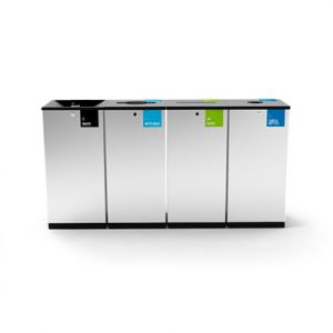 Indendørs affaldsstation med 4 affaldssorteringsspande